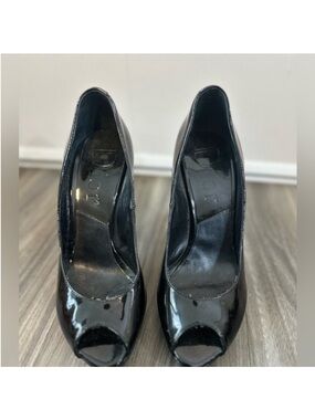 Dior Black Patent Peep-Toe Heels